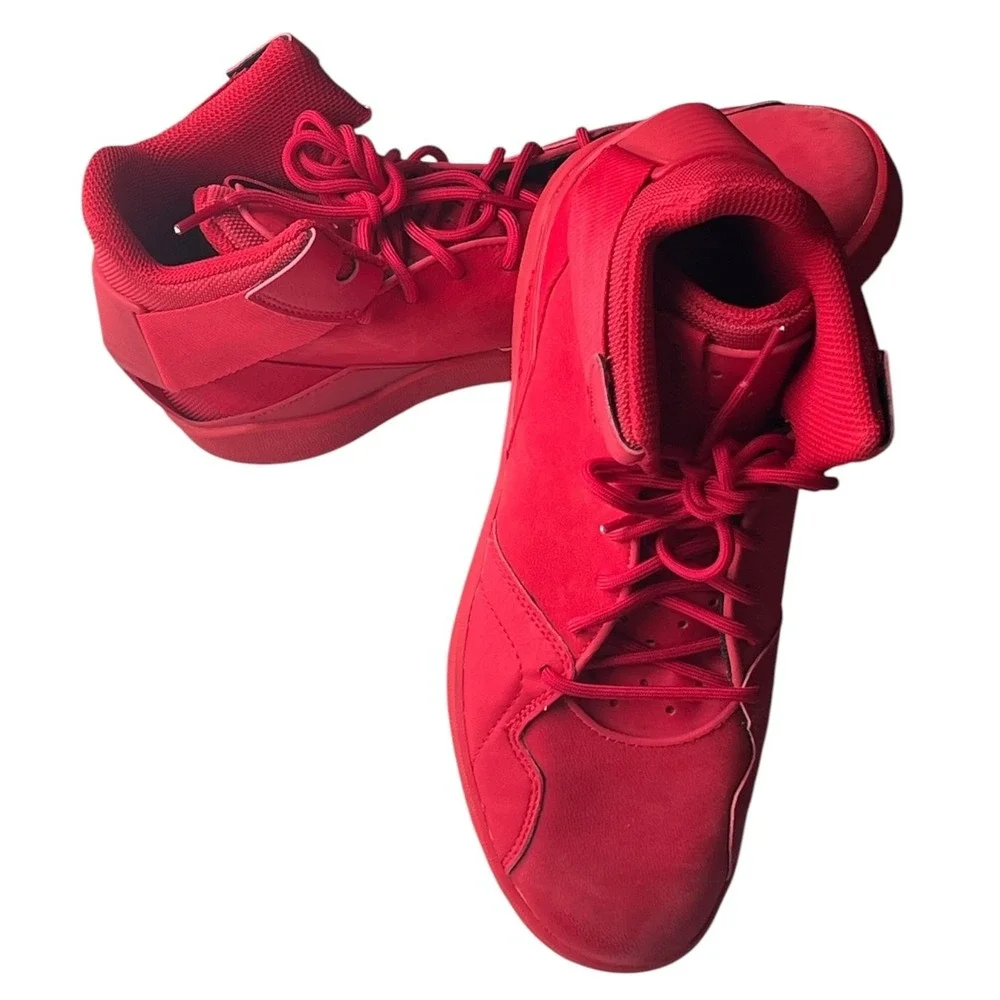 Adidas Men's 8 Red Leather High Top Basketball Sneakers